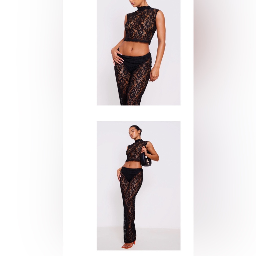 Black sheer lace top and bottom